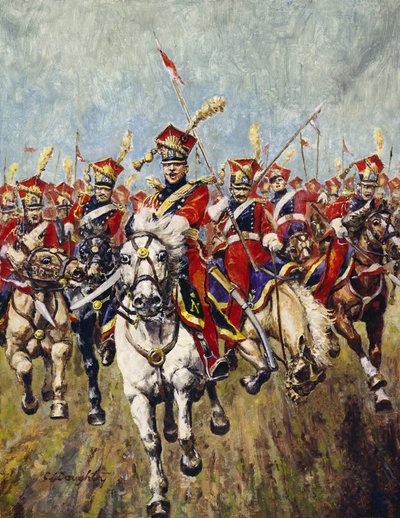 Charge de la cavalerie française (huile sur toile) - C.L. Doughty