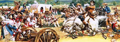 Sam Houston sur un cheval blanc chargeant les Mexicains - C.L. Doughty