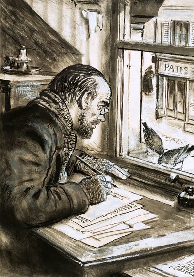 Le guerrier des mots, Emile Zola (gouache sur papier) - C.L. Doughty