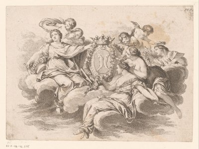 Représentation allégorique avec des figures sur un nuage - C.O. Gelirnard