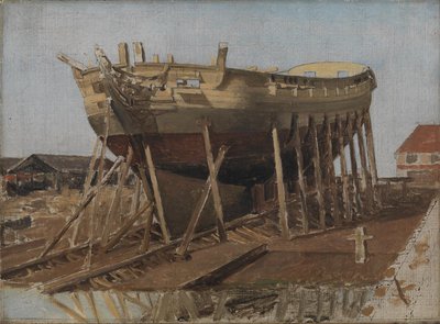 Une corvette sur les stocks. Copenhague - Christoffer Wilhelm Eckersberg