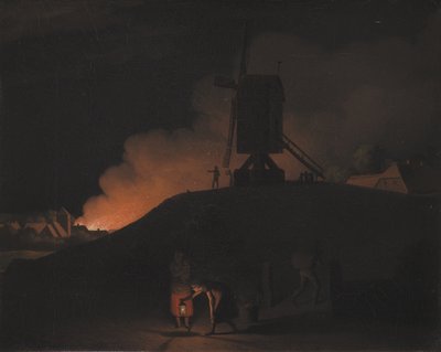 Un feu la nuit - Christoffer Wilhelm Eckersberg