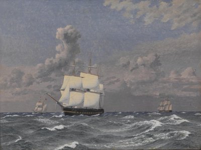 Une frégate et quelques autres navires en croisière - Christoffer Wilhelm Eckersberg
