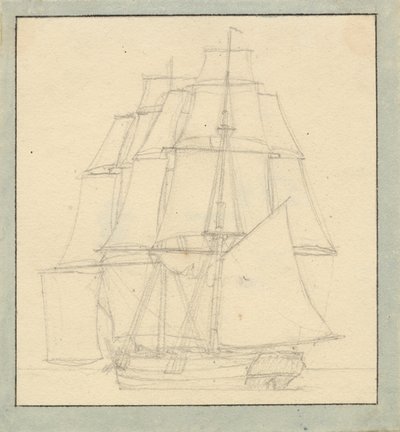 En brig med læsejl - Christoffer Wilhelm Eckersberg