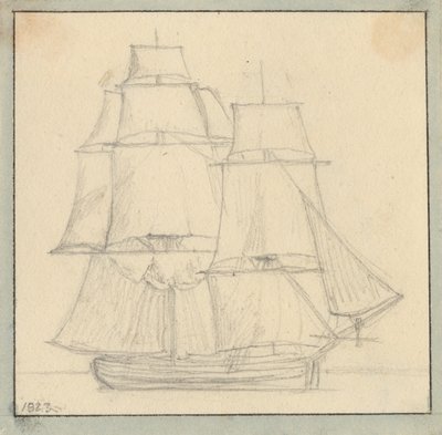 Un brig avec voile de lecture sur le grand mât - Christoffer Wilhelm Eckersberg