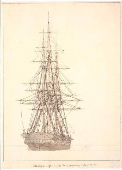 En fregat set agterfra - Christoffer Wilhelm Eckersberg