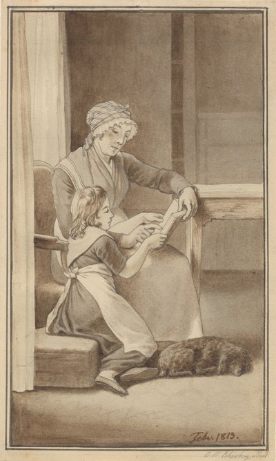 Une mère apprend à lire à sa petite fille - Christoffer Wilhelm Eckersberg