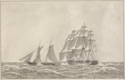 Un schooner poursuivant une frégate - Christoffer Wilhelm Eckersberg
