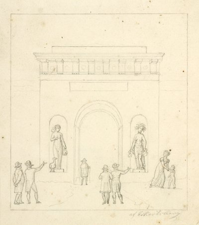Une arche de triomphe au premier plan avec des figures de staffage - Christoffer Wilhelm Eckersberg