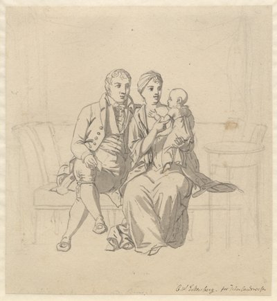 Un jeune couple assis sur un canapé, elle avec un enfant dans les bras - Christoffer Wilhelm Eckersberg