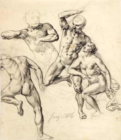 Études de figures - trois hommes et une femme - Christoffer Wilhelm Eckersberg