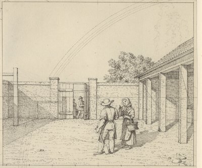 Perspective linéaire appliquée à la peinture - Ébauche pour une version non utilisée de la Table V,2 - Arc-en-ciel sur la cour. - Christoffer Wilhelm Eckersberg