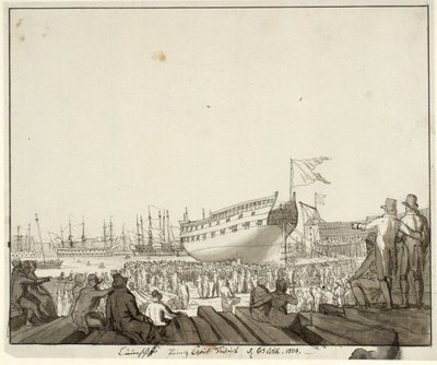 Le navire de ligne Prince Christian Frederik lancé - Christoffer Wilhelm Eckersberg