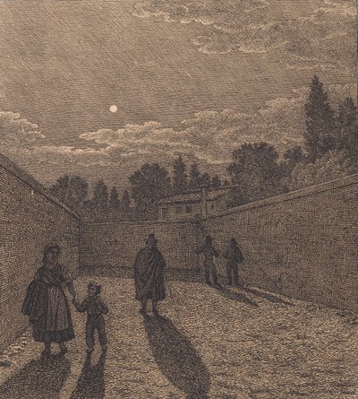 Clair de lune sur une route. Illustration pour "Linearperspectiven", Planche IV - Christoffer Wilhelm Eckersberg