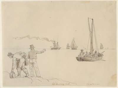Passagers débarquant sur le bateau à vapeur Caledonia - Christoffer Wilhelm Eckersberg