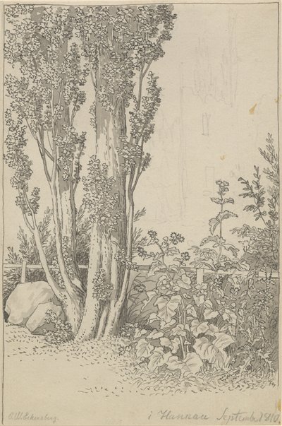 Peupliers et plantes sauvages près de Hannau - Christoffer Wilhelm Eckersberg