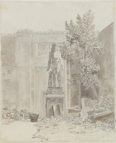 Statue antique romaine de style égyptien, probablement dans le jardin du Palazzo Barberini - Christoffer Wilhelm Eckersberg