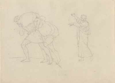 Étude de deux hommes, chargés de fardeaux montant une montagne - Christoffer Wilhelm Eckersberg