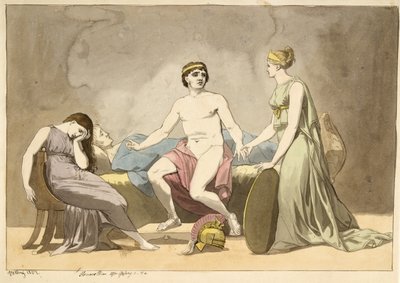 Thétis apporte des armes à Achille, qui pleure sur le corps de Patrocle - Christoffer Wilhelm Eckersberg