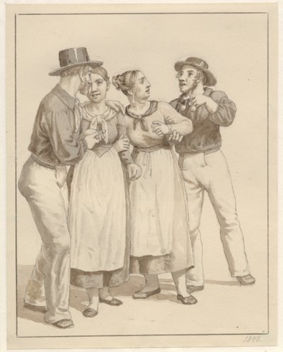 Deux marins courtisent deux filles - Christoffer Wilhelm Eckersberg