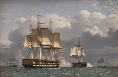 Deux navires de ligne russes saluant - Christoffer Wilhelm Eckersberg
