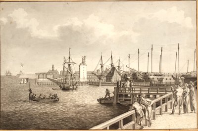 Vue de Langelinie vers Nyholm, à droite le port de la flotte - Christoffer Wilhelm Eckersberg