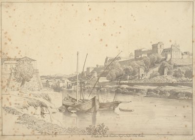 Vue sur le Tibre à Porto di Ripa Grande, hors de Porta Portese vers Marmorata et les églises sur le mont Aventin, Rome - Christoffer Wilhelm Eckersberg