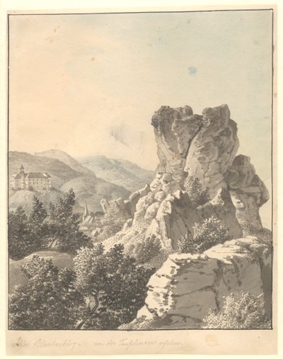 Vue depuis Harzen, depuis Teufelsmauer, le château de Blankenburg en arrière-plan - Christoffer Wilhelm Eckersberg