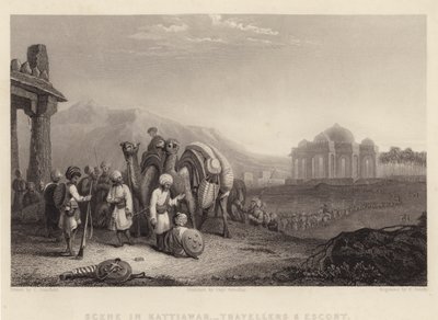 Scène à Kattiawar, voyageurs et escorte - C. (after) Stanfield