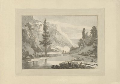 Paysage montagneux avec bergers sur une rive - C. Brouwer