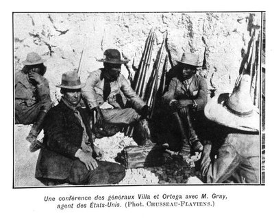 Réunion des généraux Villa (c.1877-1923) Ortega et du représentant américain, M. Gray - C. Chusseau Flaviens