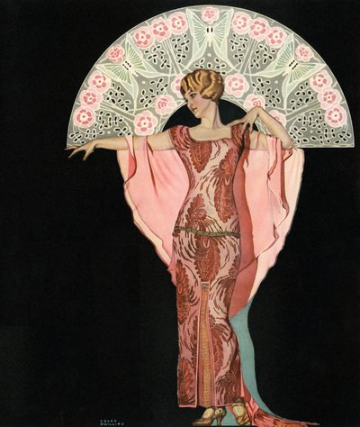 Beauté Art Déco avec un éventail par Coles Phillips - C. Coles Phillips