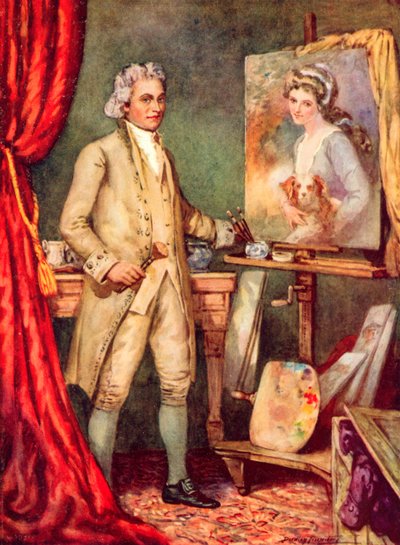 George Romney peignant un portrait de Lady Hamilton - C. Dudley Tennant