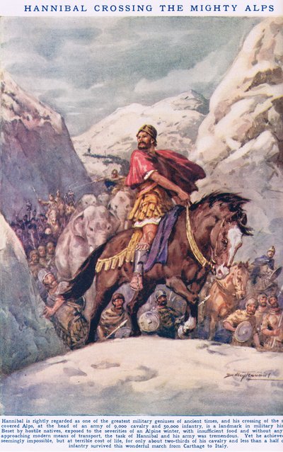 Hannibal traversant les puissantes Alpes, illustration du 