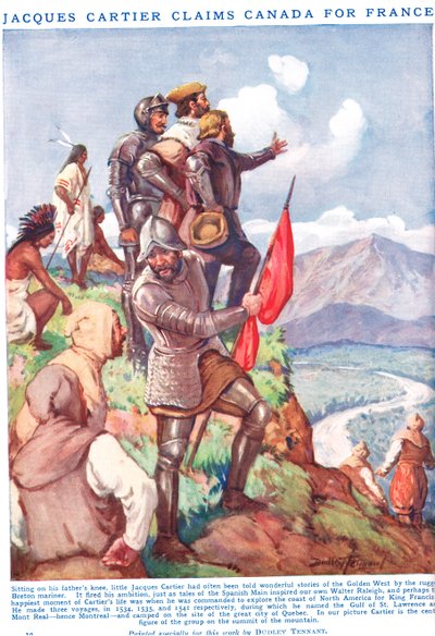 Jacques Cartier revendique le Canada pour la France, illustration de 