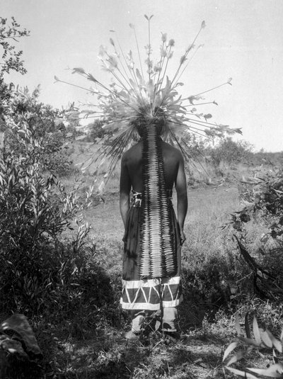 Peuple amérindien et maison ronde tribale et tenue cérémonielle, Californie - C. Hart Merriam