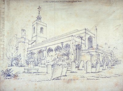 Église All Hallows-by-the-Tower, Londres, 1803 - C John M Whichelo