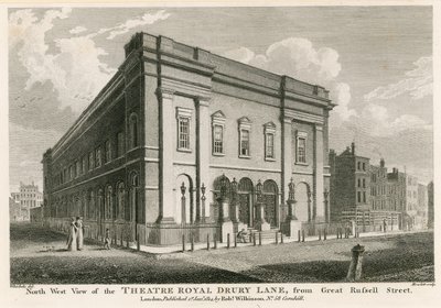 Vue ouest du Théâtre Royal, Drury Lane, Londres, depuis Great Russell Street - C. John Mayle Whichelo