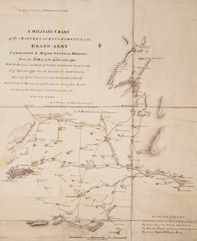 Carte militaire des marches et campements de la grande armée commandée par le Major Général Medows du 26 mai au 14 décembre 1790 - C. Mackenzie