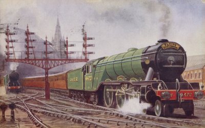 Train Flying Scotsman de la London and North Eastern Railway quittant la gare de Kings Cross, Londres - C. T. Howard