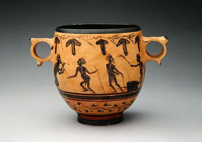 Skyphos avec scènes de parodie, vers 430-410 av. J.-C. - Cabirian