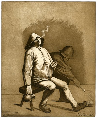 Deux hommes assis sur un banc - Calnie