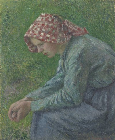 Une paysanne assise - Camille Jacob Pissarro