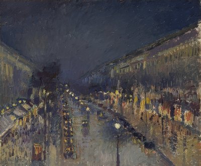 Le Boulevard Montmartre la nuit - Camille Jacob Pissarro