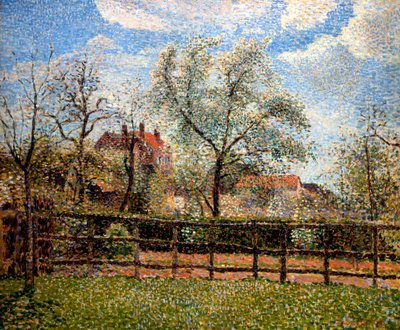 Poirier et fleurs à Eragny, matin, 1886 - Camille Jacob Pissarro