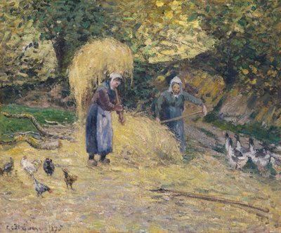 Paysans soulevant de la paille, Montfoucault, 1875 - Camille Jacob Pissarro