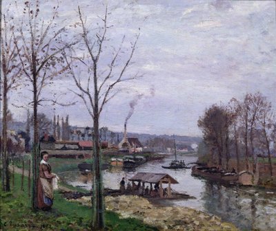 La Maison de lavage, Pontoise Port-Marly, ou La Laverie, 1872 - Camille Jacob Pissarro