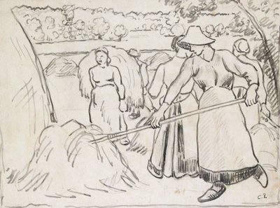 Étude compositionnelle de moissonneurs dans un paysage, vers 1893 - Camille Pissarro