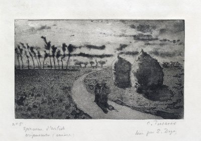 Crépuscule avec meules - Camille Pissarro