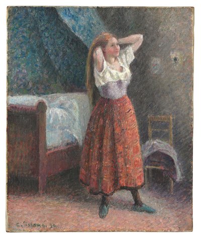 Femme se coiffant - Camille Pissarro